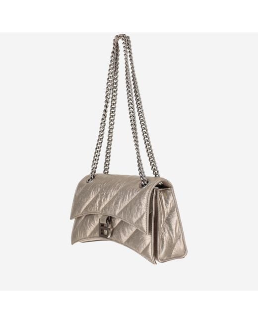 Balenciaga Metallic Small Quilted Crush Chain Bag