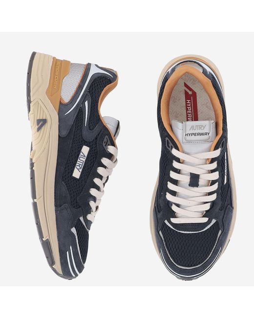 Autry Blue Sneakers Hyperway Leather/Mesh Trainers for men