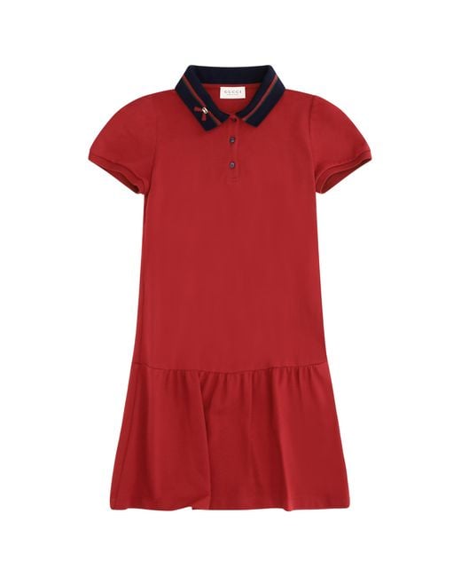 Gucci Red Cotton Polo Dress Cotton; Elastane