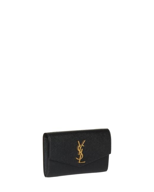 Saint Laurent White Uptown Leather Chain Wallet Bag By