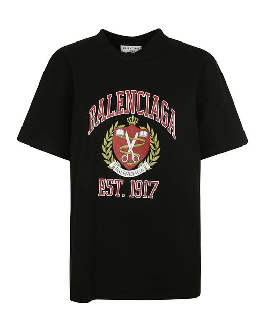 Balenciaga Cotton Est 1917 T-shirt in Black/Red (Black) - Lyst