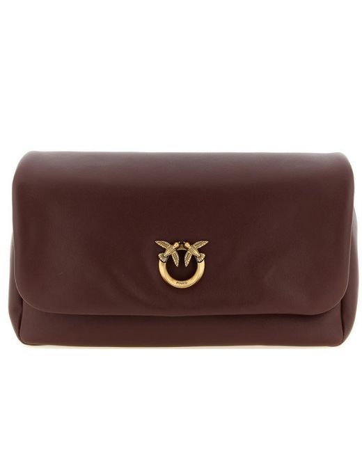 Pinko Brown Burgundy Soft Finish Flap Bag