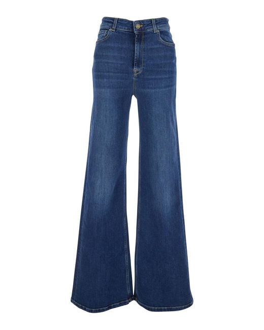 Twinset Blue Five-Pocket Design Jeans With Faded Effect