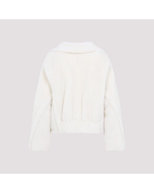 Max Mara White Oggeri Teddy Short Biker Jacket