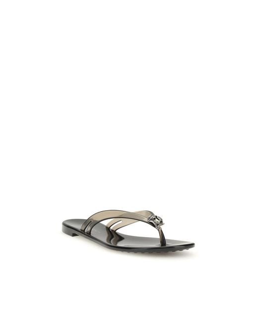 Casadei Black Polyurethane Flat Sandals