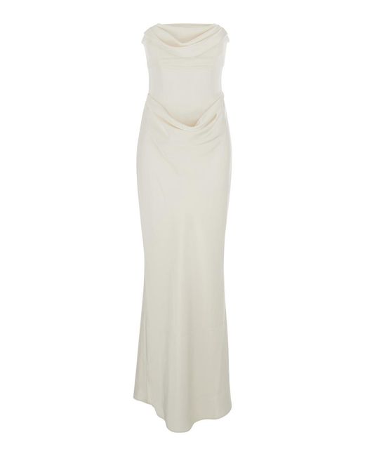 ROTATE BIRGER CHRISTENSEN White Long Sleeveless Dress Polyester