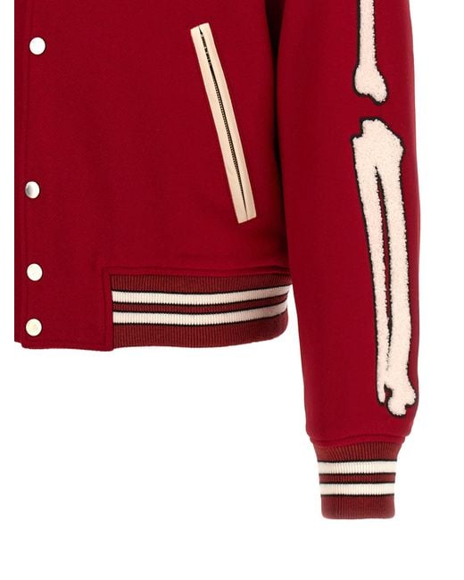 Amiri Red 'Bones' Bomber Jacket for men