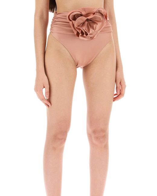 Magda Butrym Pink High-Waisted Bikini Briefs With Flower Clip