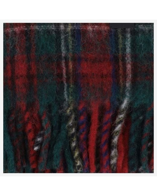 Saint Laurent Black Wool Blend Maxi Scarf With Check Pattern