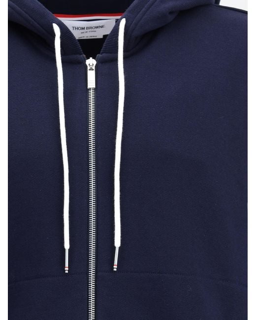 Thom Browne Blue Cotton Hoodie Sweatshirts for men