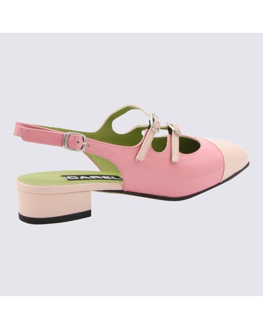 CAREL PARIS Pink And Nude Leather Abricot Flats