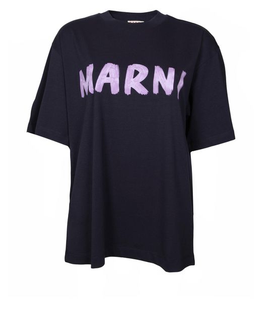 Marni Blue Organic Cotton Jersey T-Shirt