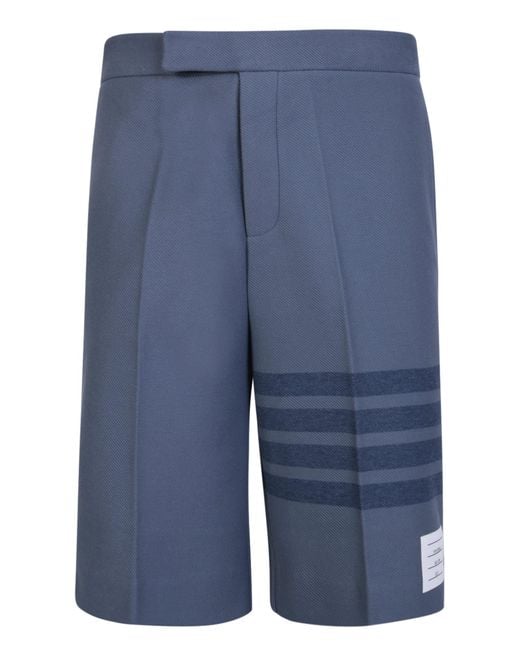 Thom Browne Blue Twill Bermuda Shorts for men
