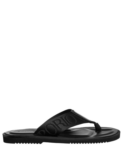 Emporio Armani Black Leather Sandals for men