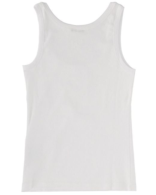 Versace White Tank Top With Logo Cotton Elastane