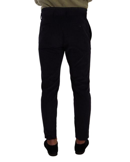 Dolce & Gabbana Black Cotton Skinny Corduroy Trouser Pants Polyester for men