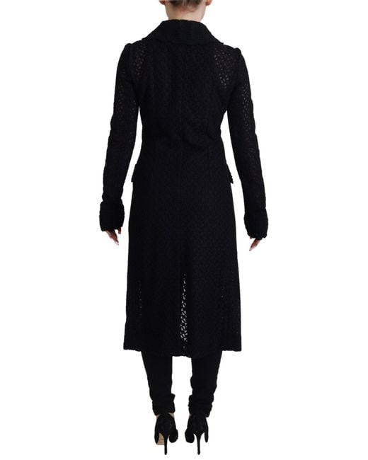 Dolce & Gabbana Black New Button Down Knitted Long Jacket Cotton