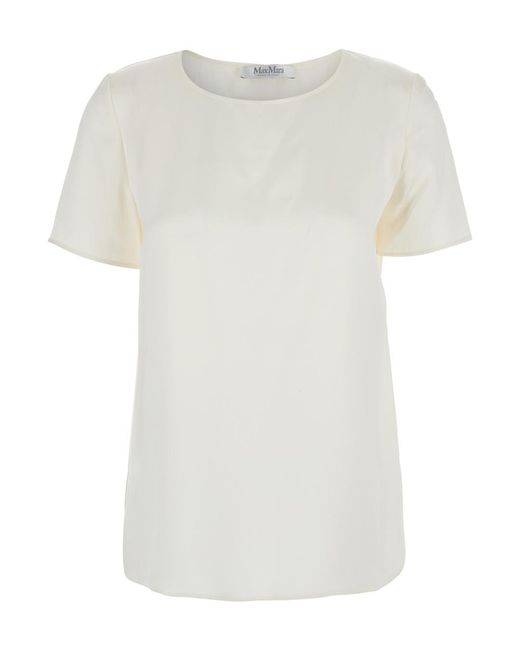 Max Mara White Dida Silk Top For Tops