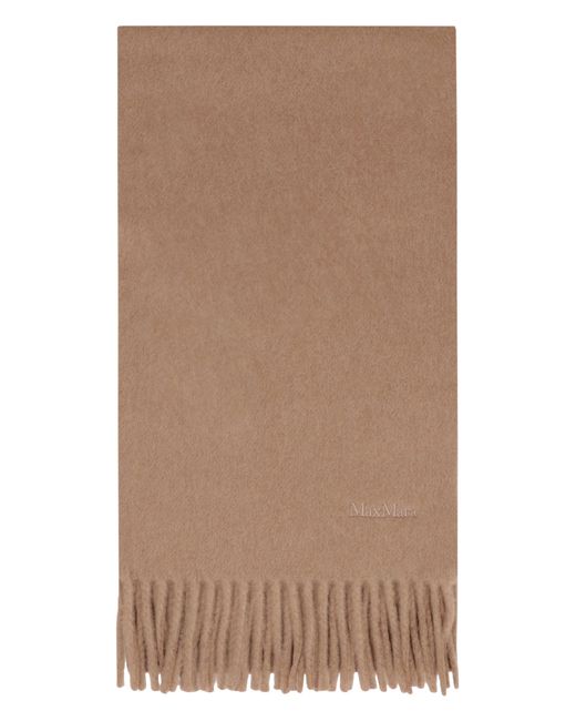 Max Mara Brown Wool Scarf With Fringes