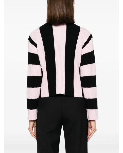 Valentino Black Striped Virgin Wool Jumper Clothing