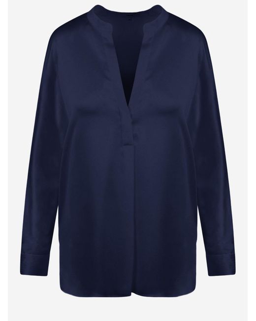 Vince Blue Silk Shirt V-Neck