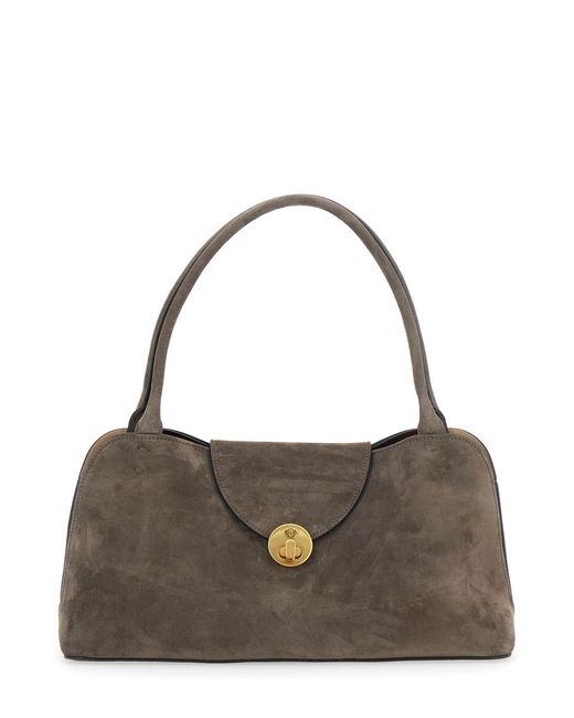 Versace Brown Shoulder Bag Vivian East West Suede Lamb