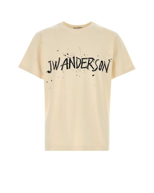 J.W. Anderson Natural Melange Ivory Cotton T-shirt for men