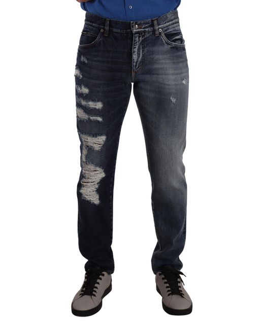 Dolce & Gabbana Blue Slimfit Ripped Jeans for men