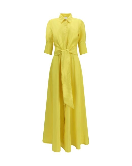 Sara Roka Yellow Marysole Long Dress Silk