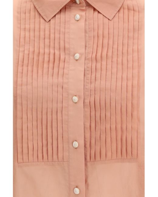 Golden Goose Deluxe Brand Pink Oversized Shirt Cotton With Pleated Bib