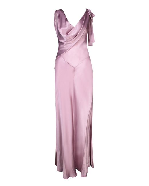 Alberta Ferretti Pink Antique Long Satin Dress
