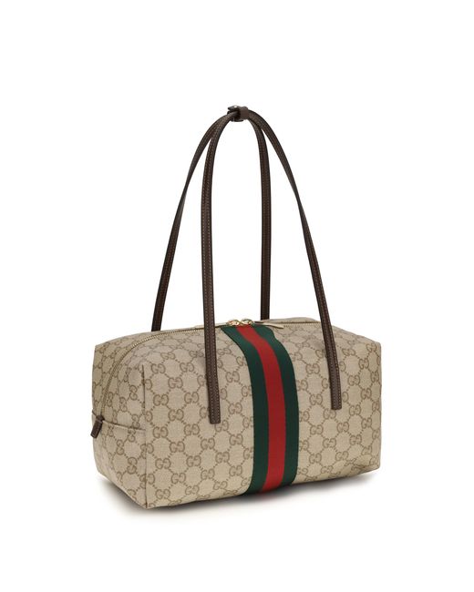 Gucci Brown Shoulder Bag Boston Melrose Coated Fabric Handbags
