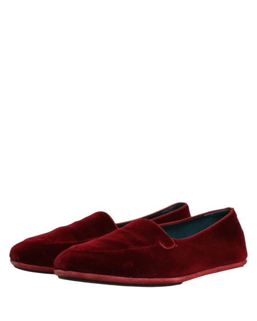 Dolce & Gabbana Multicolor Velvet Slip On Flats Loafers Shoes Leather for men
