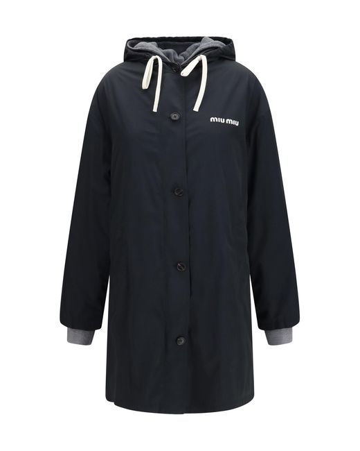 Miu Miu Blue Single-Breasted Peacoat Cotton Shirt