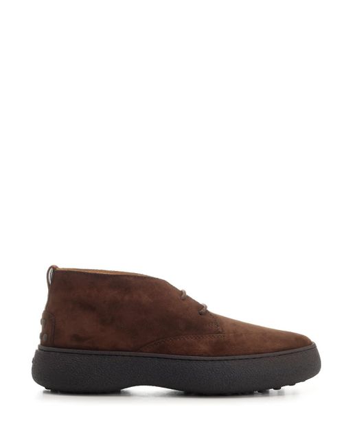 Tod's Brown Suede Ankle Boots for men