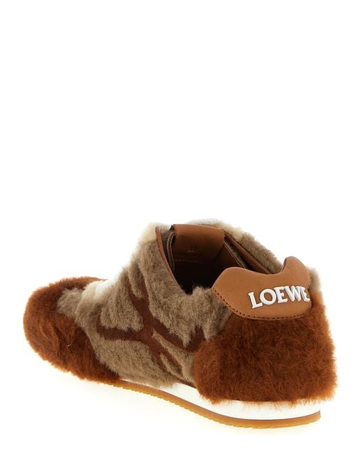 Loewe Brown Lamb Leather Low Top Sneakers
