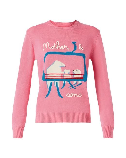 Mc2 Saint Barth Pink New Queen Sweater With Bears Embroidery And Mother & Sons Lettering