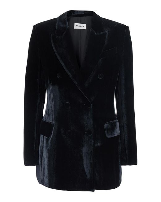P.A.R.O.S.H. Black P.A.R.O..H. Double-Breasted Velvet Blazer Viscose Blazers