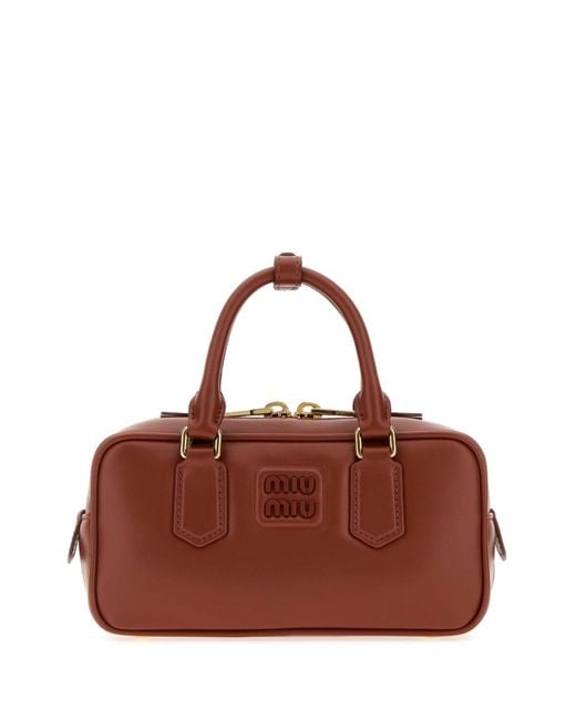 Miu Miu Brown Copper Leather Arcadie Handbag