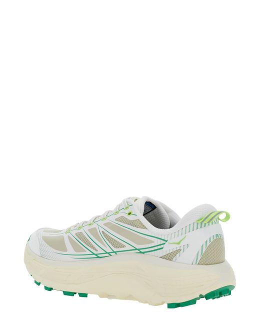 Hoka One One Green 'Mafate Speed 2' Low Top Sneakers With Logo Patch On The Tongue And Contrasting Pull-Tab