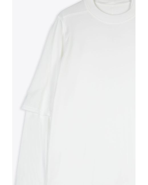 Rick Owens White Hustler T Cotton Layered T-Shirt With Long Sleeves for men