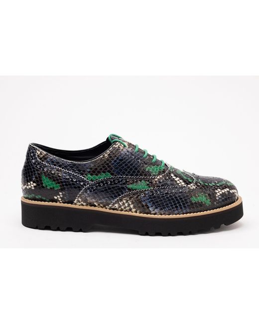 Hogan Blue Snakeskin Platform Brogue Boots