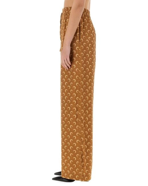 MARINE SERRE Brown Moon" Satin Pants