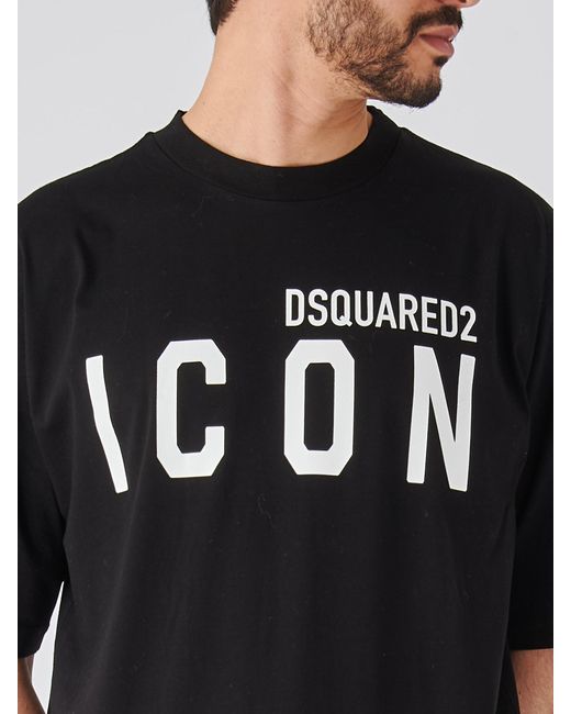 DSquared² Black Be Icon Loose Fit Tee T-Shirt for men