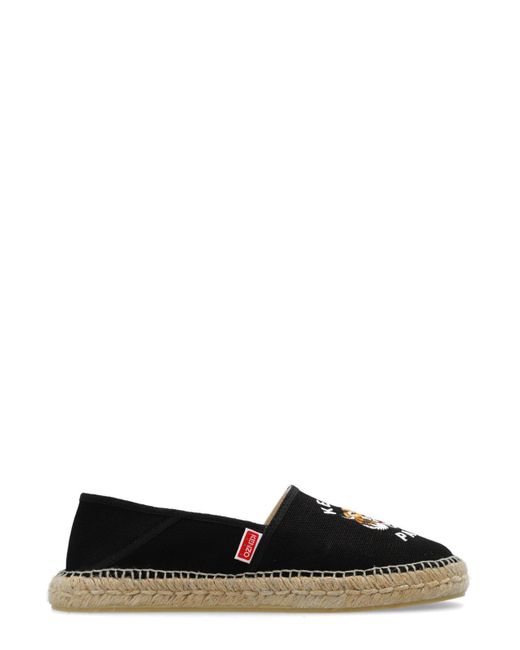 KENZO Black Lucky Tiger Embroidered Espadrilles