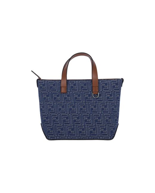 Fendi Blue Small Tote Bora Ff for men