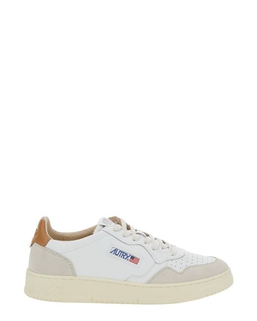 Autry White 'Medalist Low' Sneakers With Heel Tab for men