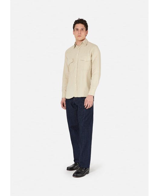 Doppiaa White Aantide Western Chambray Shirt for men
