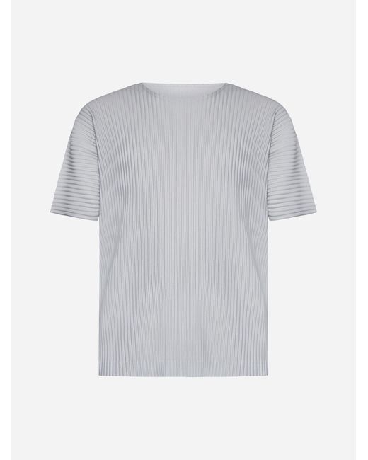 Homme Plissé Issey Miyake Gray Pleated Fabric T-Shirt for men