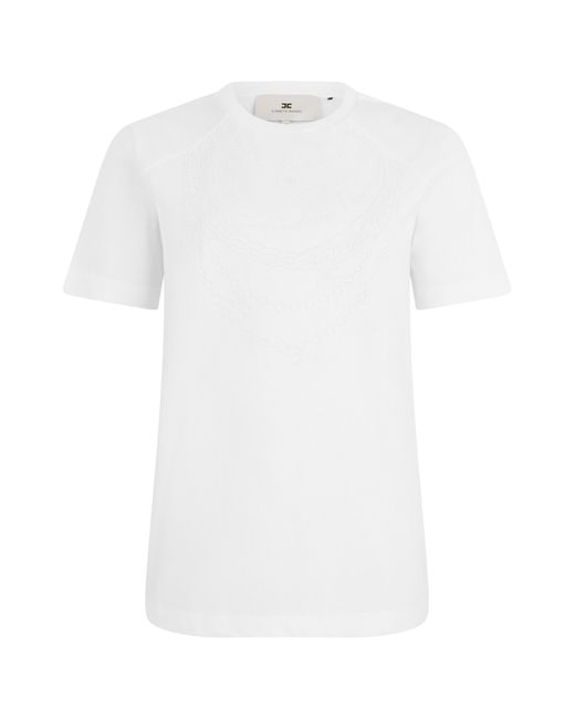 Elisabetta Franchi White T-Shirt Printed Cotton T-Shirts & Jerseys